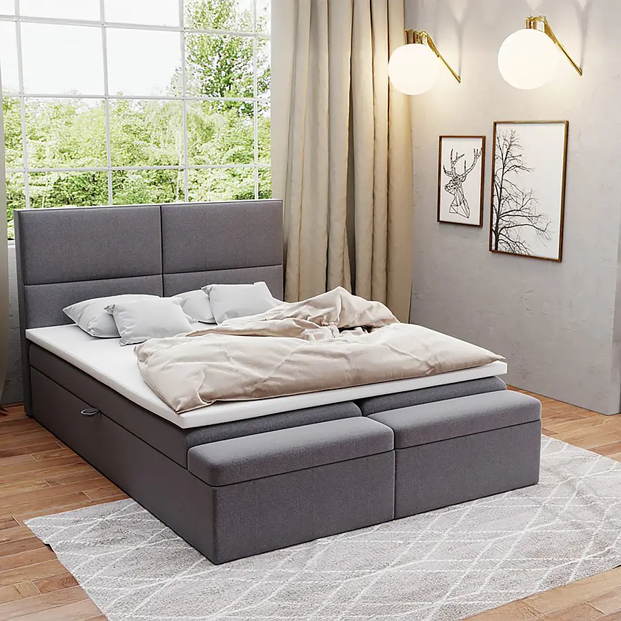 Boxspringbett mit Stauraum Dunkelgrau